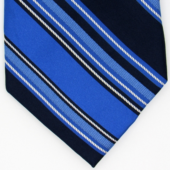 CM Gold Series Extra Long Men's Neck Tie - Blue & White Diagonal Striped Pattern - Picture 3 of 7